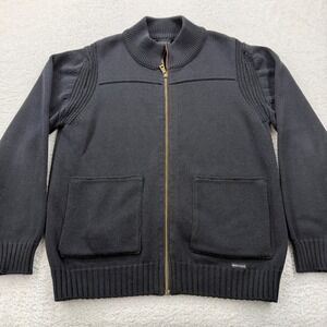 Blue Willis Full Zip Mock Neck Sweater Black Mens Size M Cotton Made in Denmark